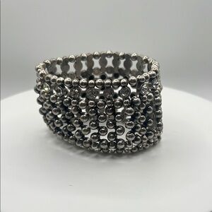 1347. Cara New York Silver and Gunmetal Beaded‎ Stretch Bracelet